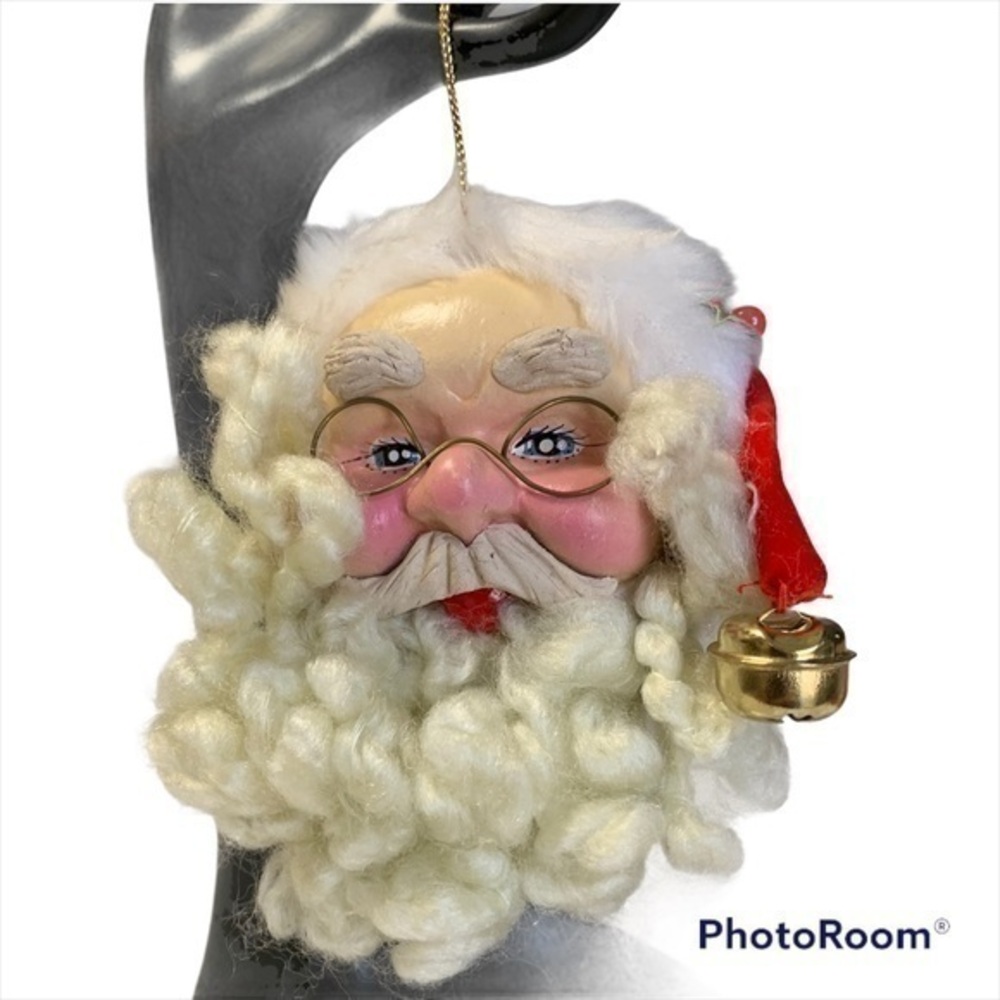 Vintage 4.5” tall Jolly Santa Head Ornament